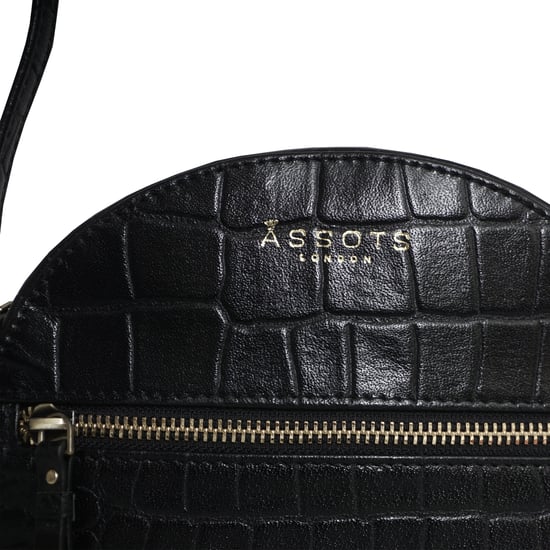 JANE' Embossed Croc Leather Round Designer Crossbody Bag - Image 2