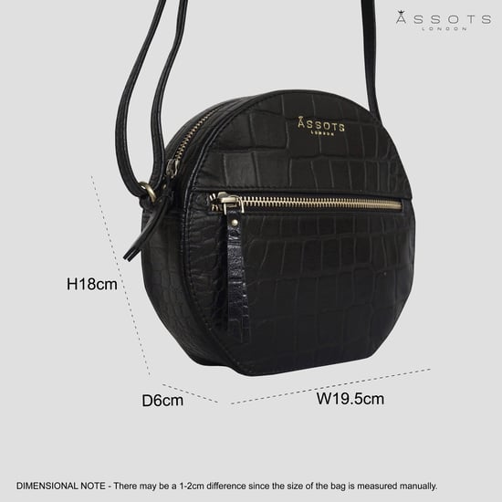 JANE' Embossed Croc Leather Round Designer Crossbody Bag - Image 5