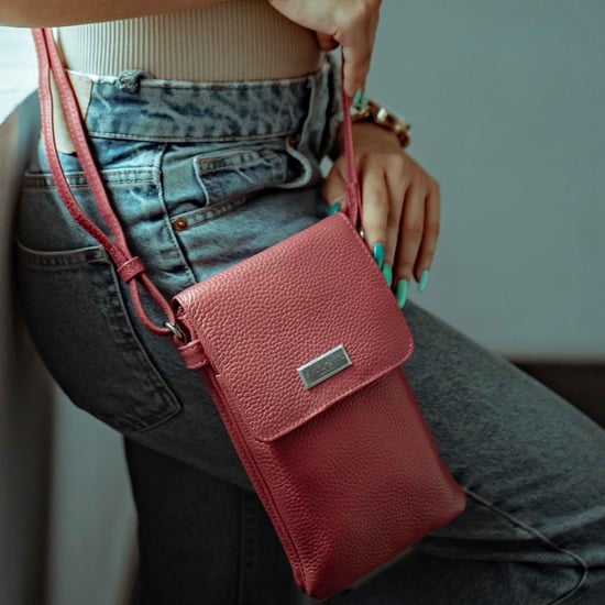 MARIA' Full Grain Real Leather Crossbody Phone Bag - Image 2