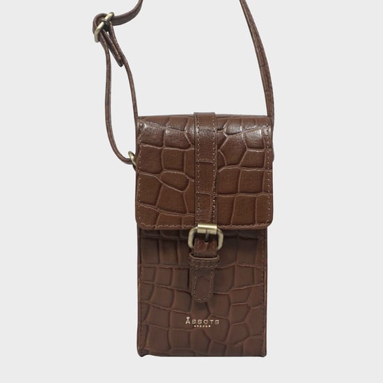 'PETRA' Croc Real Leather Mobile Phone Crossbody Bag - Image 1