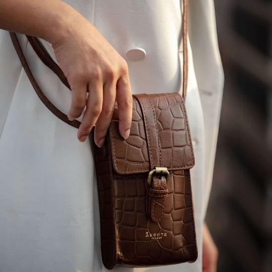 'PETRA' Croc Real Leather Mobile Phone Crossbody Bag - Image 2
