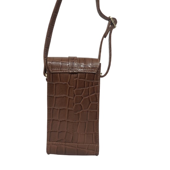 'PETRA' Croc Real Leather Mobile Phone Crossbody Bag - Image 3