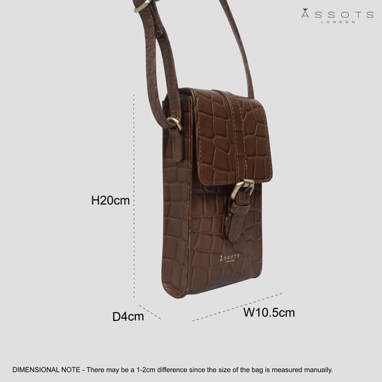 'PETRA' Croc Real Leather Mobile Phone Crossbody Bag - Image 6