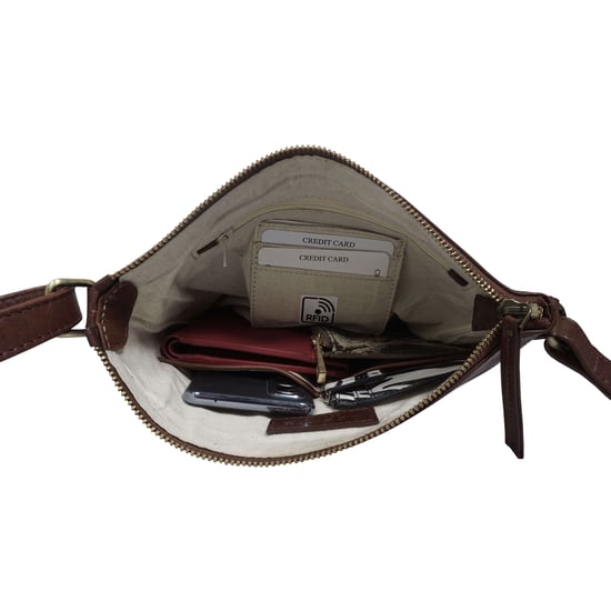 'CORI' Polished Vegetable Tanned Real Leather Crossbody Bag - Image 4
