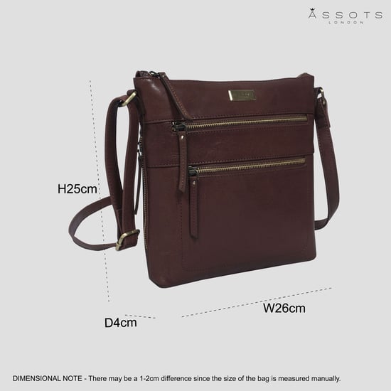 'CORI' Polished Vegetable Tanned Real Leather Crossbody Bag - Image 5