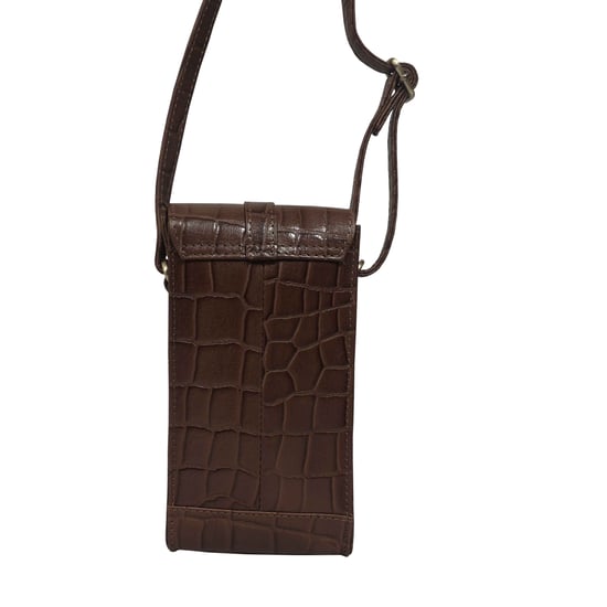'PETRA' Croc Real Leather Mobile Phone Crossbody Bag - Image 3
