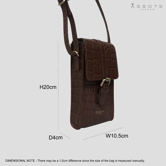 'PETRA' Croc Real Leather Mobile Phone Crossbody Bag - Image 6