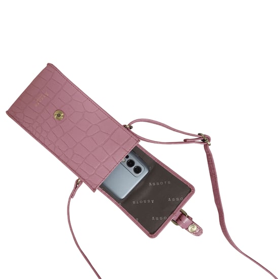 'PETRA' Croc Real Leather Mobile Phone Crossbody Bag - Image 5