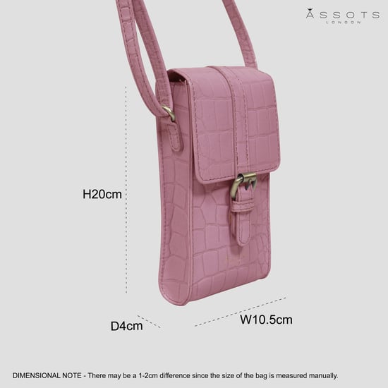 'PETRA' Croc Real Leather Mobile Phone Crossbody Bag - Image 6