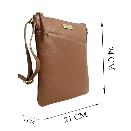 'LINBY' Pebble Grain Leather Crossbody Sling Bag - Image 6