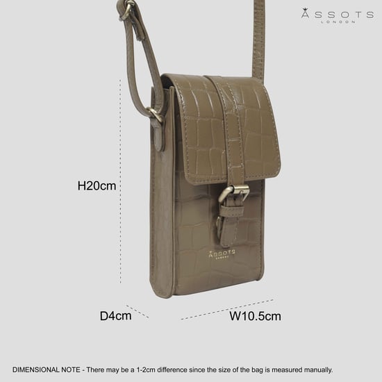 'PETRA' Croc Real Leather Mobile Phone Crossbody Bag - Image 6