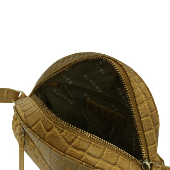 JANE' Embossed Croc Leather Round Designer Crossbody Bag - Image 4