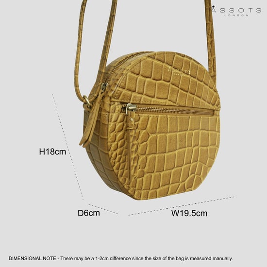 JANE' Embossed Croc Leather Round Designer Crossbody Bag - Image 5