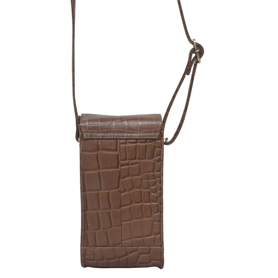 'TRACY' Croc Textured Real Leather Crossbody Phone Bag - Image 3