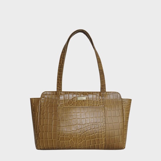 'JUDITH' Croc Real Leather Shoulder Bag - Image 1