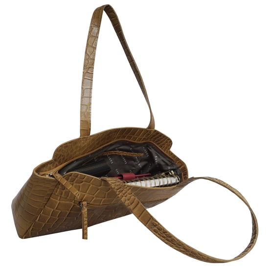 'JUDITH' Croc Real Leather Shoulder Bag - Image 5