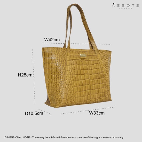 AGNES' Croc Embossed Real Leather Designer Tote Bag - Image 6