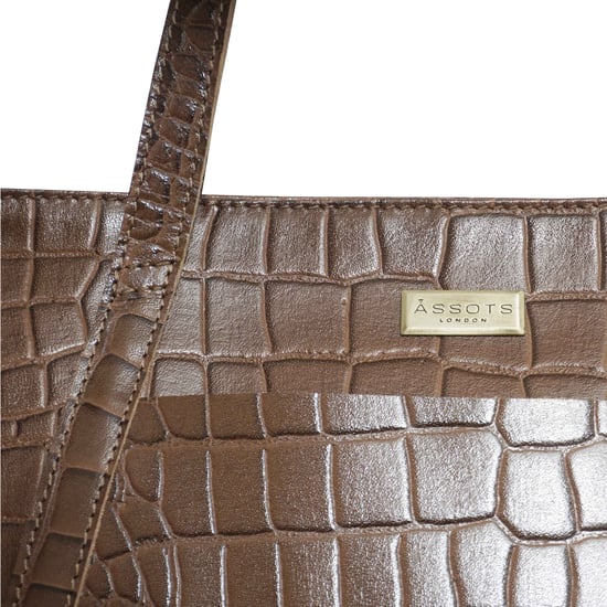 AGNES' Croc Embossed Real Leather Designer Tote Bag - Image 3