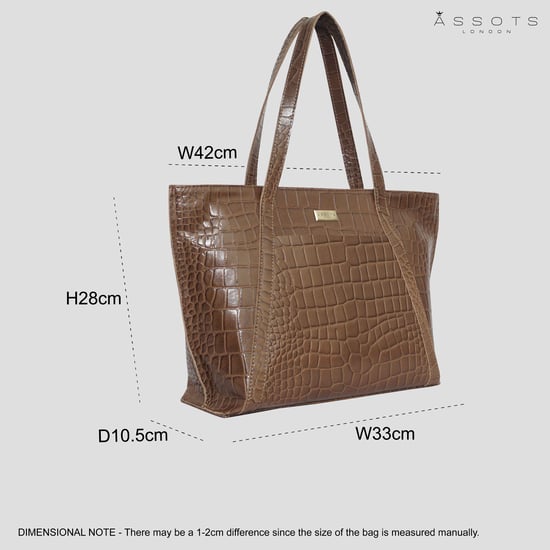 AGNES' Croc Embossed Real Leather Designer Tote Bag - Image 6