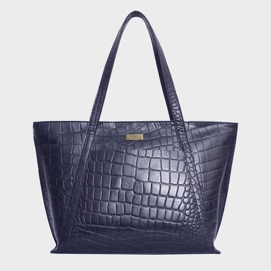 AGNES' Croc Embossed Real Leather Designer Tote Bag - Image 1
