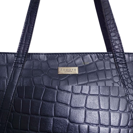 AGNES' Croc Embossed Real Leather Designer Tote Bag - Image 3