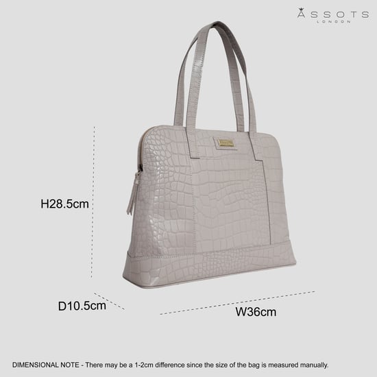 EVA' Croc Embossed Real Leather Designer Unlined Tote Bag - Image 6