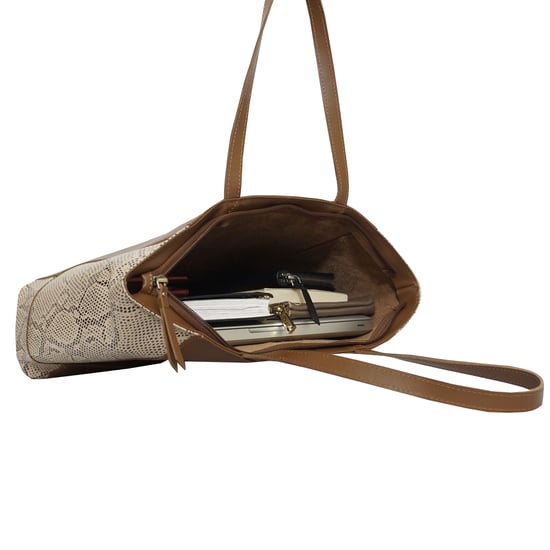 KLARA' Animal Snake Print Real Leather Designer Tote Bag - Image 5