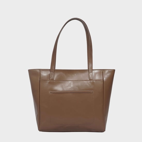 LINDA' Smooth Real Leather Unlined Tote Bag - Image 1