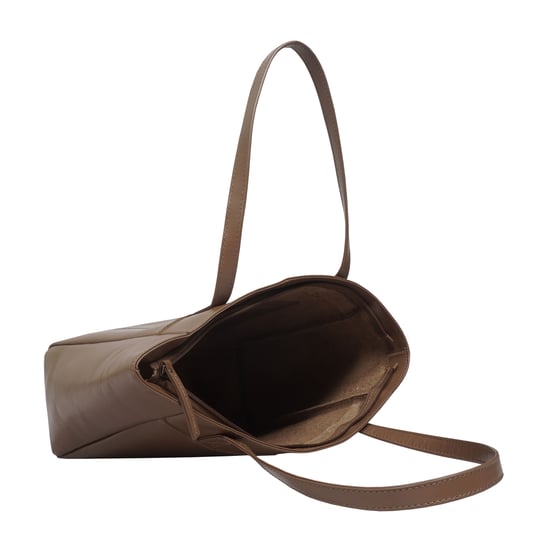 LINDA' Smooth Real Leather Unlined Tote Bag - Image 5