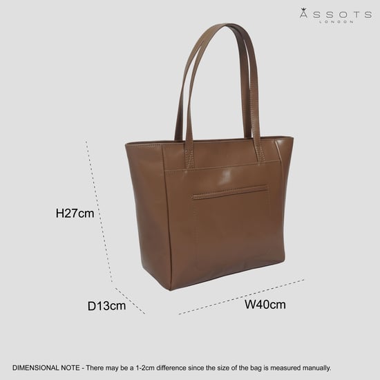 LINDA' Smooth Real Leather Unlined Tote Bag - Image 6