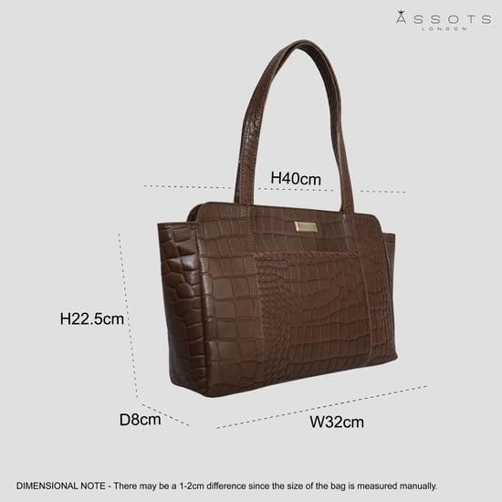 'JUDITH' Croc Real Leather Shoulder Bag - Image 6