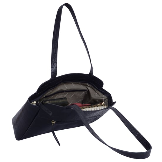 'JUDITH' Croc Real Leather Shoulder Bag - Image 5