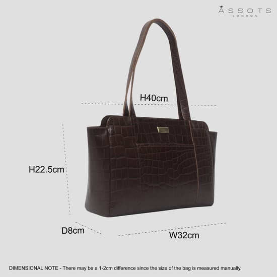 'JUDITH' Croc Real Leather Shoulder Bag - Image 5