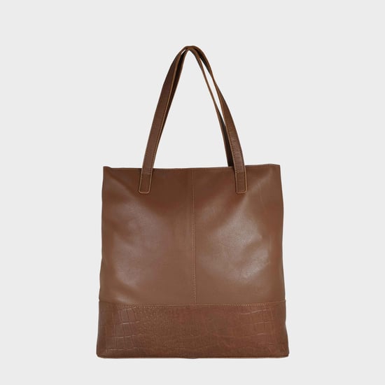 SIENNA' Embossed Croc + Pebble Grain Unlined Leather Tote Bag - Image 1