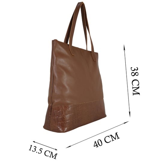 SIENNA' Embossed Croc + Pebble Grain Unlined Leather Tote Bag - Image 6