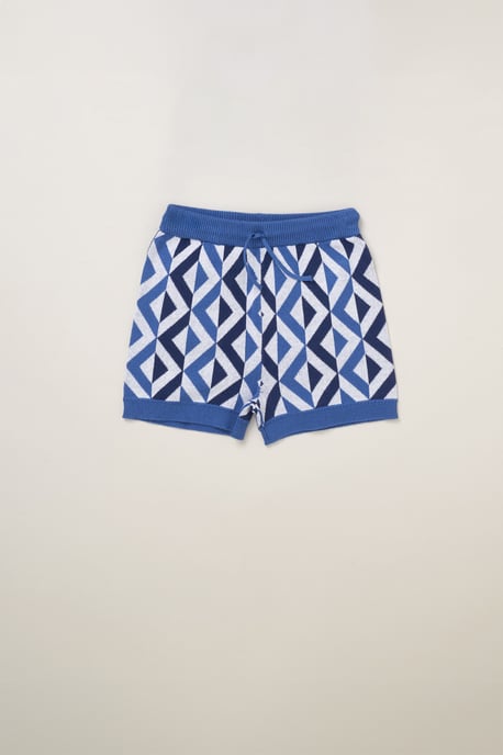 True Knit Patterned Polo Shirt and Shorts Outfit Set - Image 4