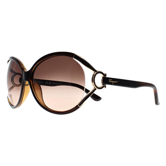Salvatore Ferragamo Round Womens Dark Brown Brown Grey Gradient SF600S - Image 3