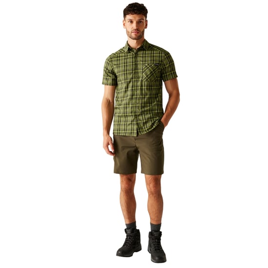Regatta Mens Begarno Checked Short-Sleeved Shirt (Nephrite Green/Black) - Image 3