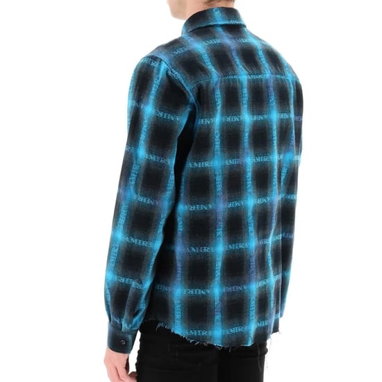 Amiri Long Sleeve Plaid Blue Shirt - Image 2