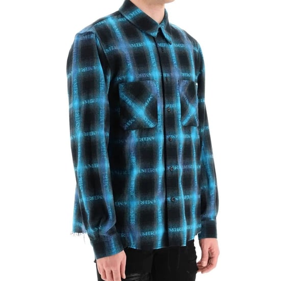 Amiri Long Sleeve Plaid Blue Shirt - Image 3