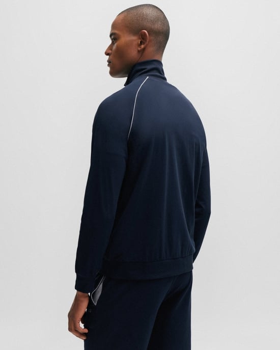 BOSS Orange Mix & Match Mens Stretch Cotton Zip-Up Jacket with Logo Detail - Image 4