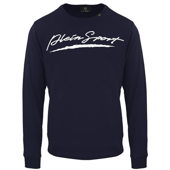 Plein Sport marineblauw sweatshirt met groot handtekeninglogo - Image 1