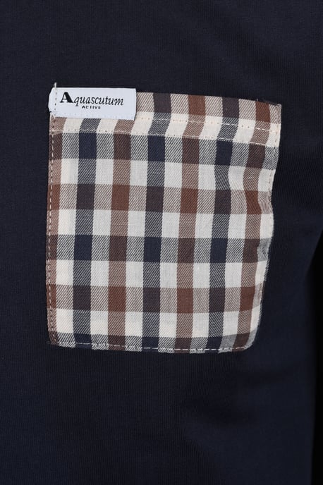 Aquascutum Ikonisk Fick Crew Neck Sweatshirt Marinblå - Image 4