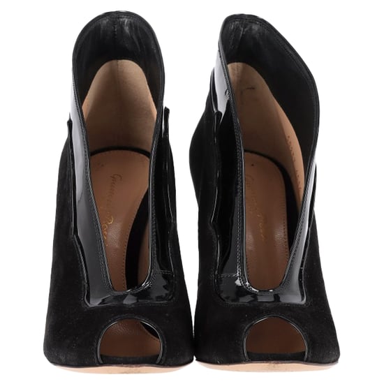 Gianvito Rossi Vamp Peep-Toe Ankle Boots in Black Suede and Leather - Image 2