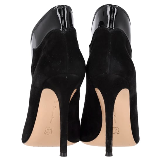 Gianvito Rossi Vamp Peep-Toe Ankle Boots in Black Suede and Leather - Image 5