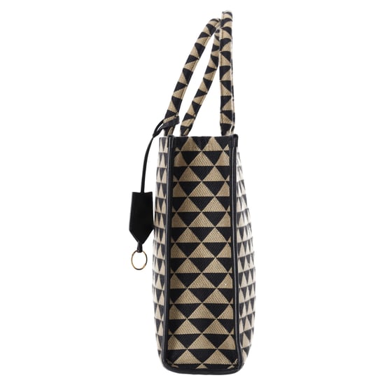Prada Large Symbole Embroidered Tote Bag in Black and Beige Polyester - Image 2