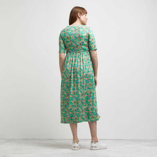 River Island Womens Midi Dress Maternity Green Floral - Image 3