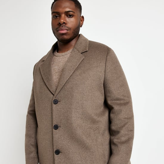 River Island Mens Twill Overcoat Big & Tall Regular Fit Brown - Image 2