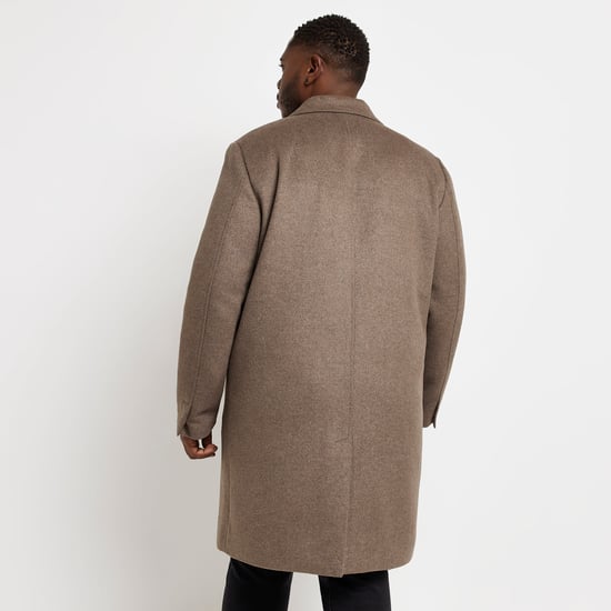 River Island Mens Twill Overcoat Big & Tall Regular Fit Brown - Image 3