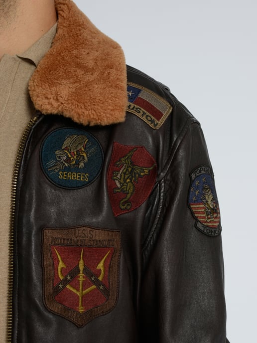 Top Gun leren jas TG2023004 met lamsleren kraag - Image 2